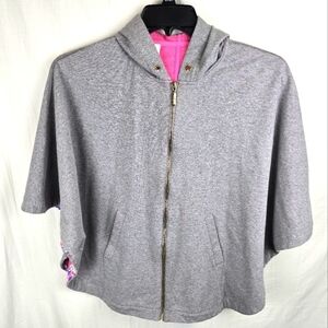 Lilly Pulitzer Luxletic Gray Hood Cape Full Zip Oversized Jacket Pockets Sz XS/S
